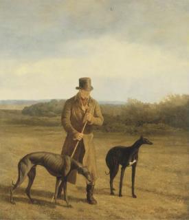 Jacques Laurent Agasse - Portrait Of Lord Rivers With Two Greyhounds
