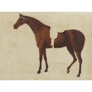 Jacques Laurent Agasse - Study Of A Saddled Horse Held By A Man At The Bridle