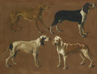 Jacques Laurent Agasse - Study Of Four Pointers