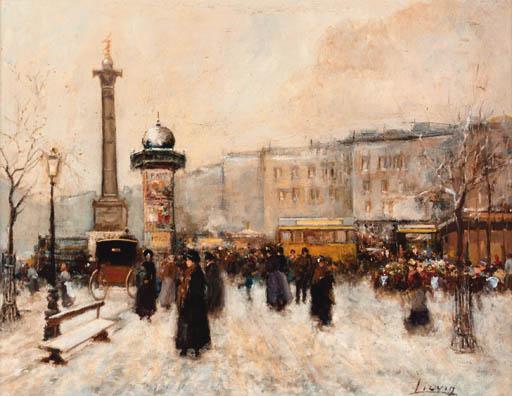 Jacques Lievin - A frozen Parisian boulevard
