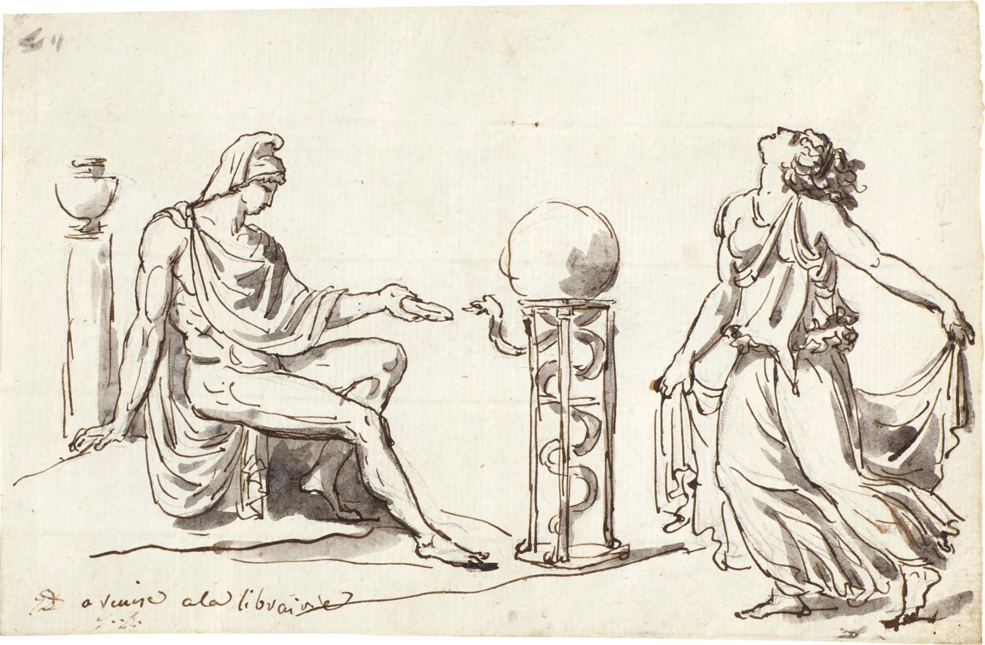 Jacques-Louis David - Dancing Maenad and youth sacrificing to Aesculapius