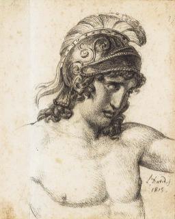 Jacques-Louis David - Homme Nu En Buste, Coiffé D\'Un Casque Antique