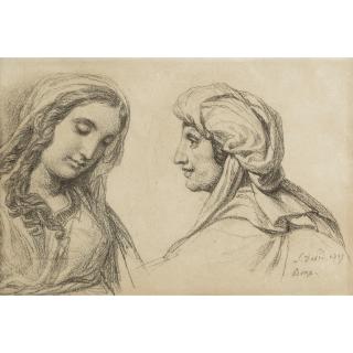 Jacques-Louis David - Jeune Fille Et Vieille Femme Vues En Bustej