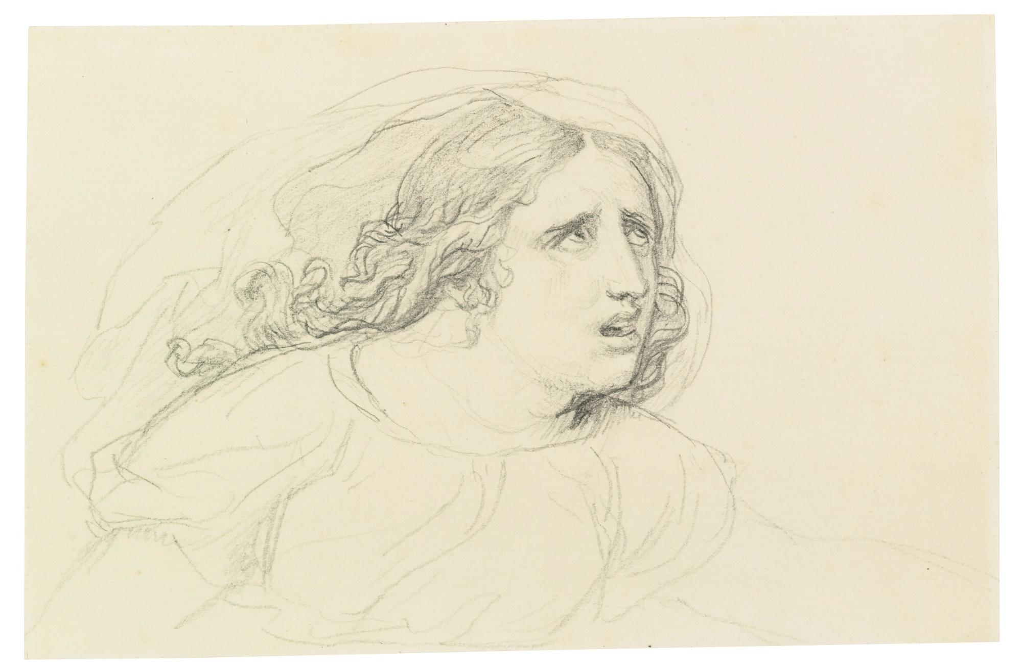 Jacques-Louis David - Study Of A Veiled Woman, Three Quarter Profile, Facing Right
