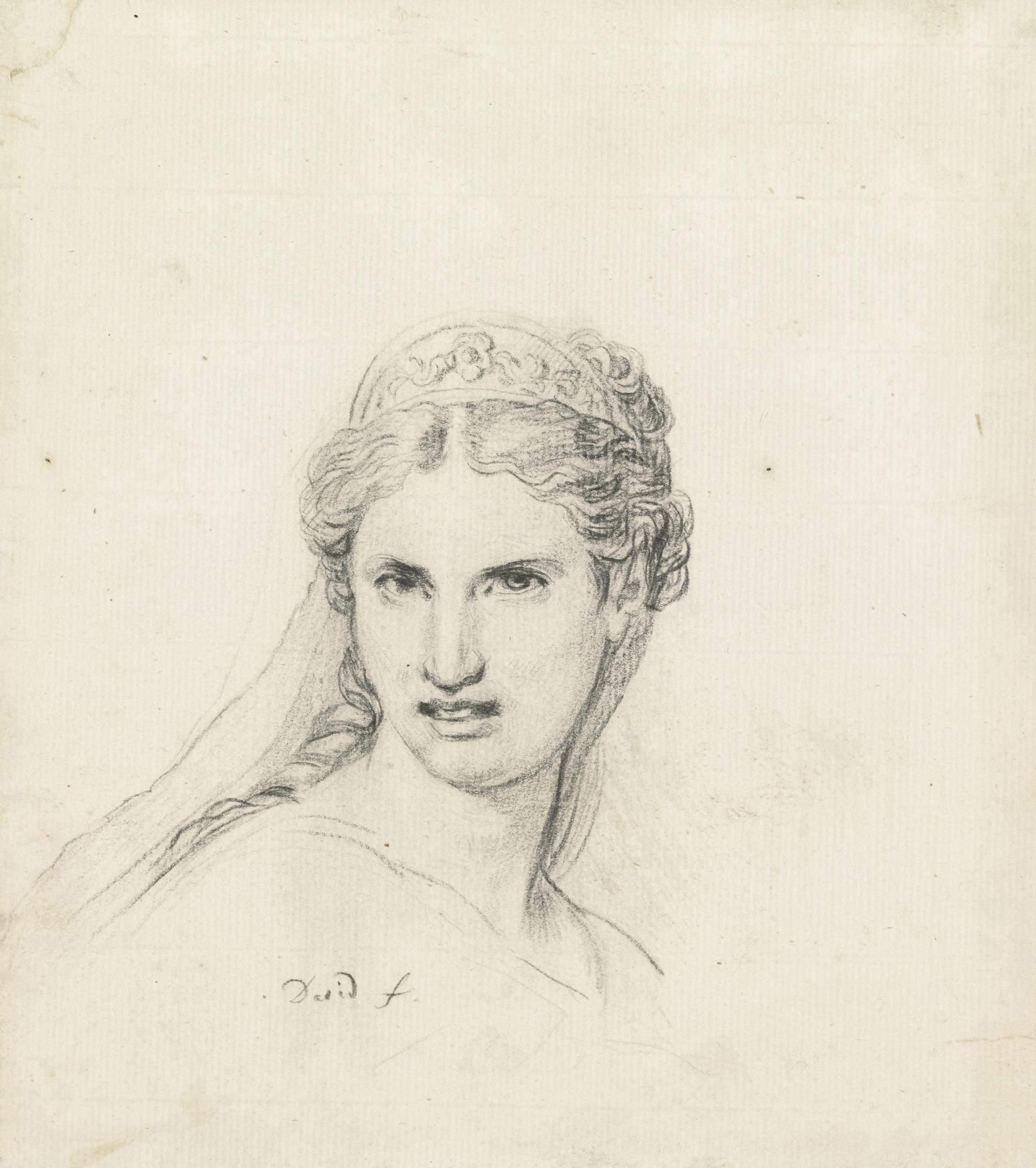 Jacques-Louis David - Study Of A Woman, Head And Shoulders, Wearing An Antique Diadem