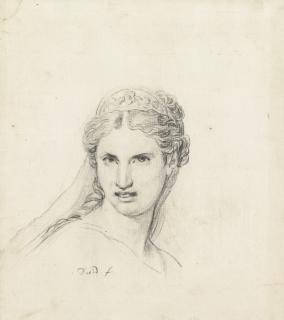 Jacques-Louis David - Study Of A Woman, Head And Shoulders, Wearing An Antique Diadem
