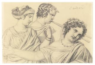 Jacques-Louis David - Two Dancers And A Flutist, Bust Length