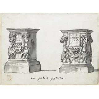 Jacques-Louis David - Two Roman Altars With The Epitaphs D.I.S Manibus