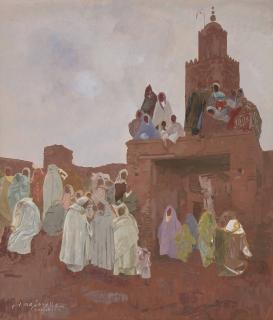Jacques Majorelle - Groupe Devant La Koutoubia, Marrakesh