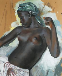 Jacques Majorelle - Jeune Femme Endormiejacques Majorelle ; Young Woman Asleep ; Signed, Located And Dated Lower Right Bingerville 1952 ; Gouache On Beige Cardboard