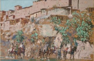 Jacques Majorelle - Passants Au Pied D\'Une Kasbah