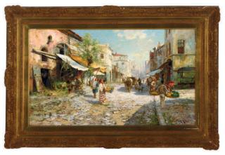 Jacques Matthias Schenker - Merchants on a busy street