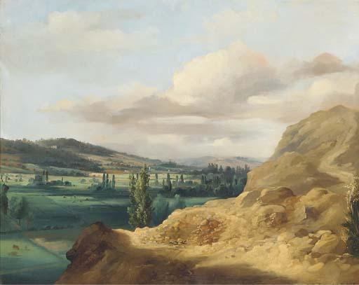 Jacques Raymond Brascassat - A View of A Valley From A Rocky Cliff
