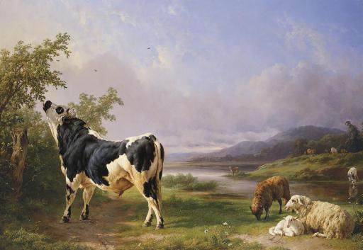 Jacques Raymond Brascassat - Boeufs Et Moutons Au Pâturage