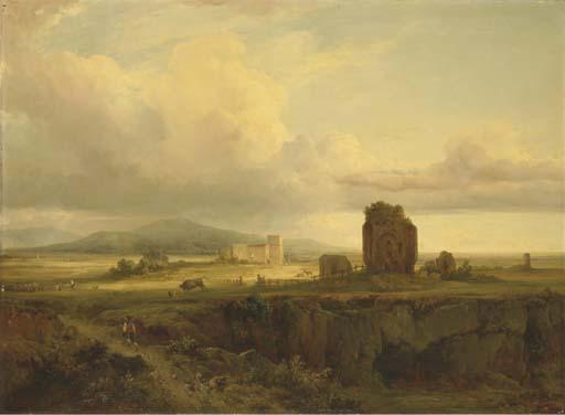 Jacques-Raymond Brascassat - Taureau Poursuivant Un Chien Près de La Via Appia