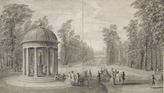 Jacques Rigaud - Elegant Figures Near The Rotondo In The Gardens At Stowe House, Buckinghamshire