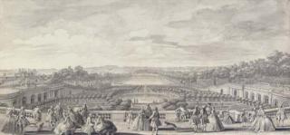 Jacques Rigaud - Vue de L\'Orangerie de Versailles, prise de la balustrade au bord de la terrasse du château
