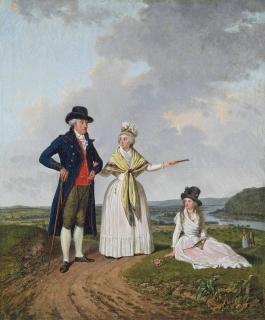 Jacques Sablet - Trois Personnages Au Bord Du Rhin, 1792
