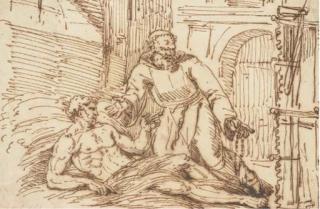 Jacques Sablet - Un moine visitant un homme en prison