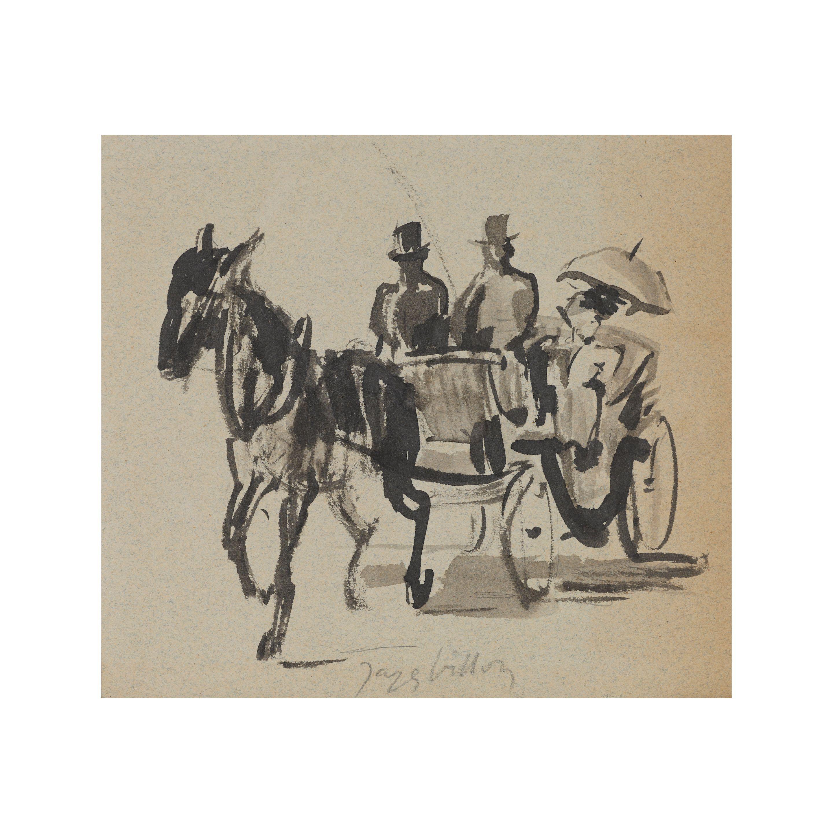 Jacques Villon - Couple en calèche et Femme au chapeau (deux oeuvres)