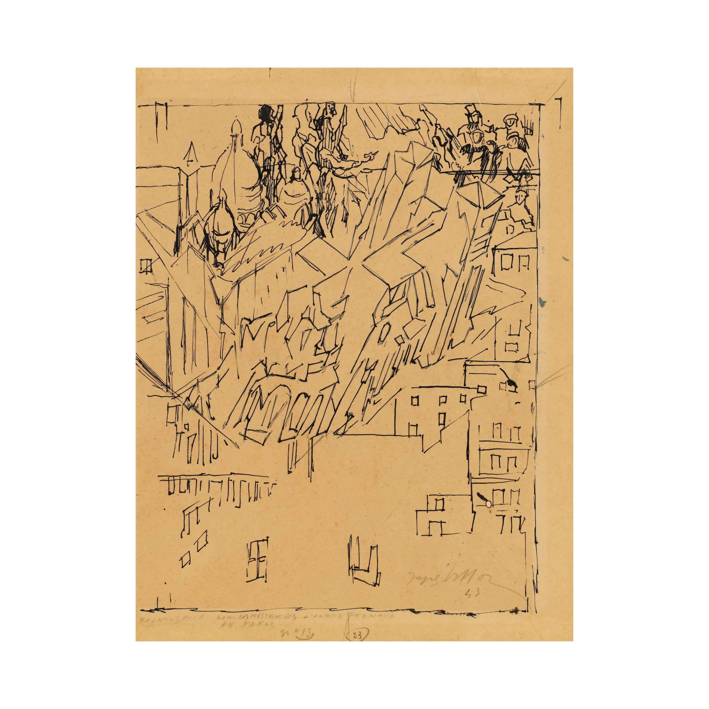 Jacques Villon - Frontispice pour Mystères de Paris d\'André Frenaud n°13