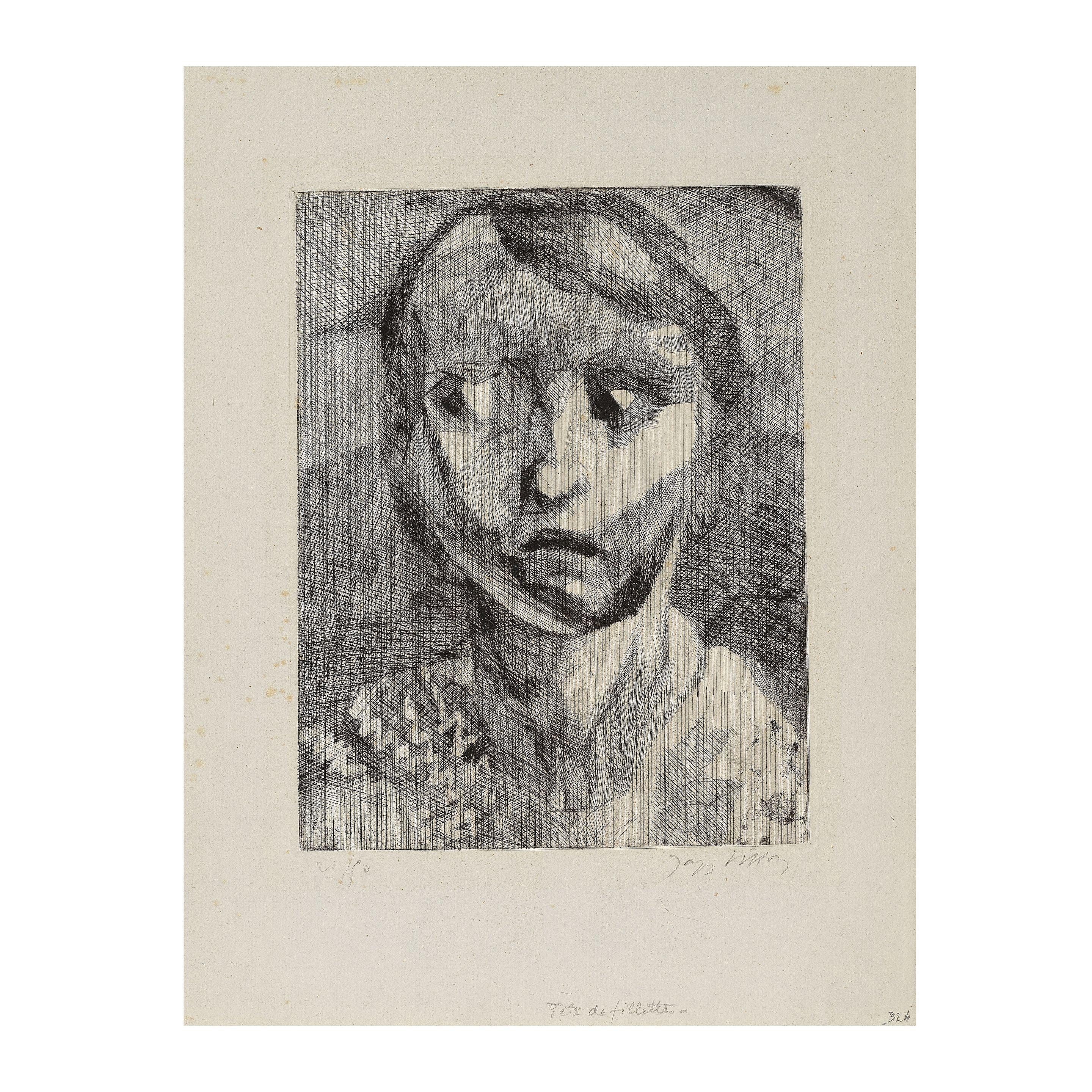 Jacques Villon - Tête de Fillette, 1929