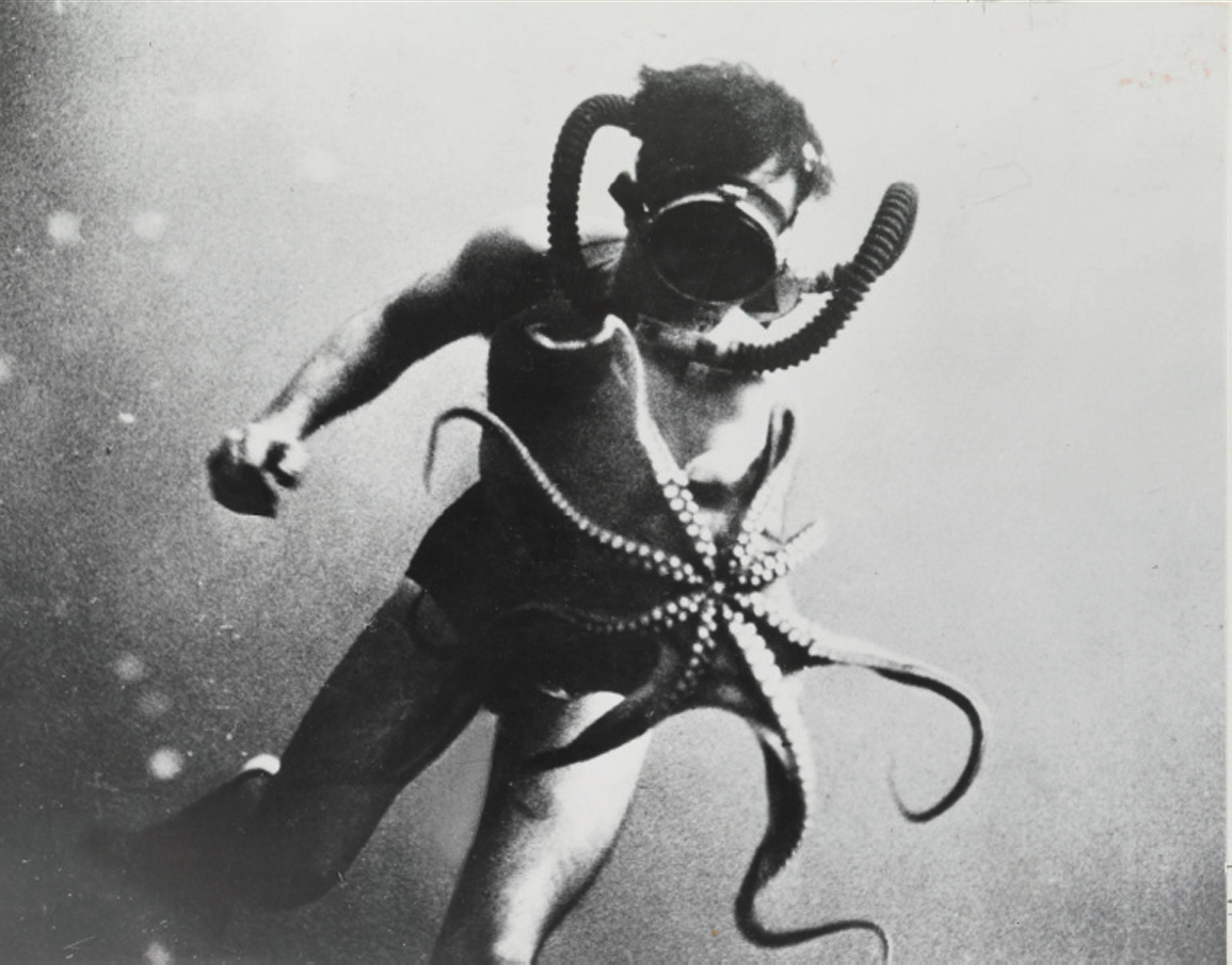 Jacques-Yves Cousteau - Guy Morandière and Octopus, \'Calypso\' Oceanographic Expedition, c. 1950