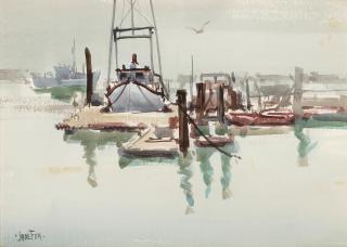 Jade Fon - Foggy Harbor; San Francisco Bay From Oakland Hills (A Group Of Two) Harbor 15 X 22In; Bay