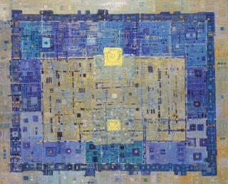 Jafar Rouhbakhsh - Abstract Composition in Turquoise and Blue