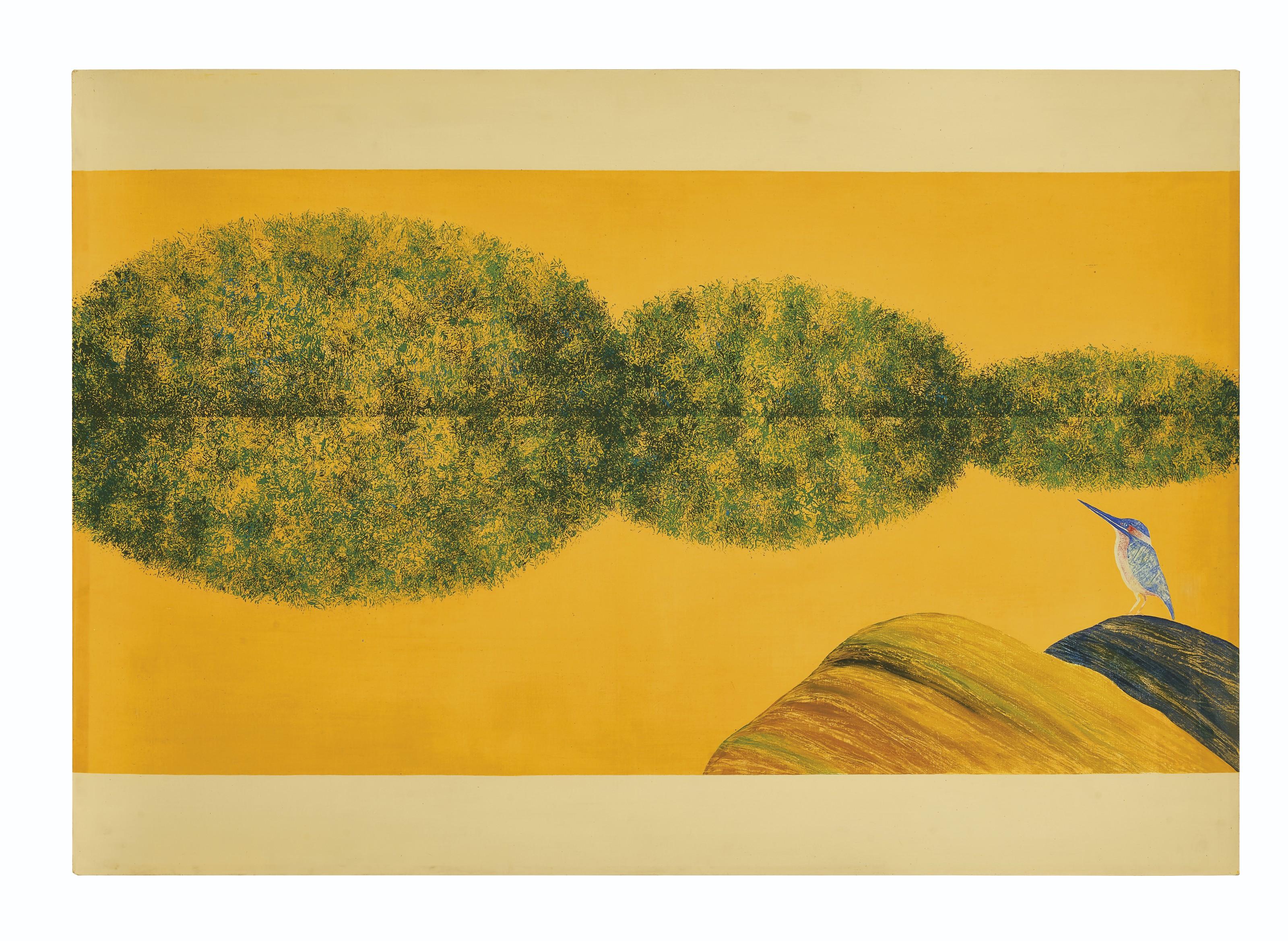 Jagdish Swaminathan - Untitled (Bird, Tree And Mountain Series)