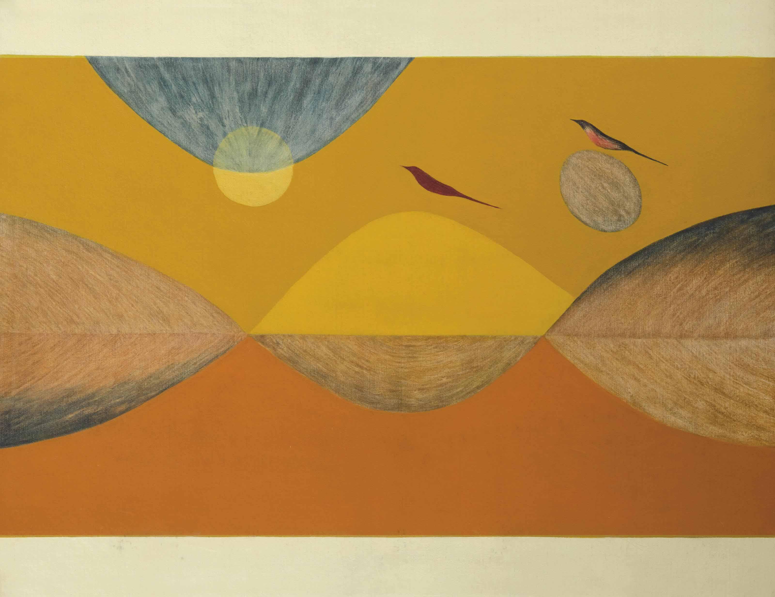 Jagdish Swaminathan - Untitled (Bird, Tree and Mountain Series)