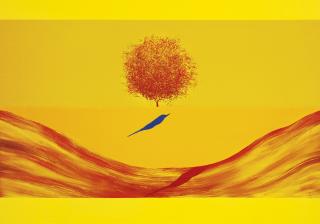 Jagdish Swaminathan - Untitled (Bird, Tree And Mountain)