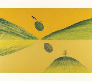 Jagdish Swaminathan - Untitled (Bird, Tree And Mountain)