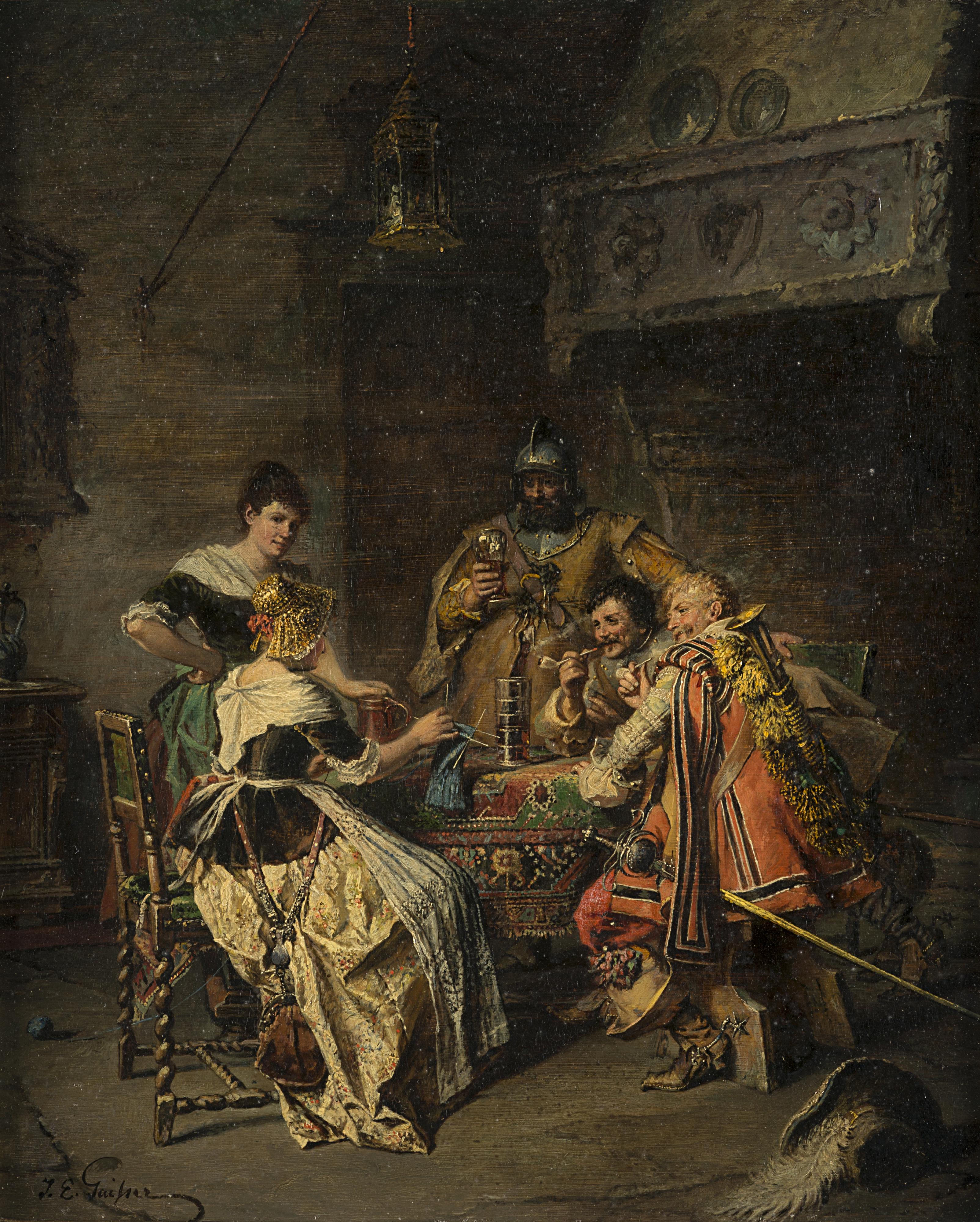 Jakob Emanuel Gaisser - Interno con armigeri e donne