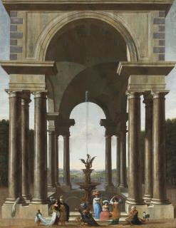 Jakob Ferdinand Saeys - A Classical Portico With An Elegant Company Gathered By A Fountain