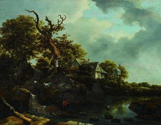 Jakob Isaackszoon van Ruisdael - Landschaft mit Haus und Taubenschlag.