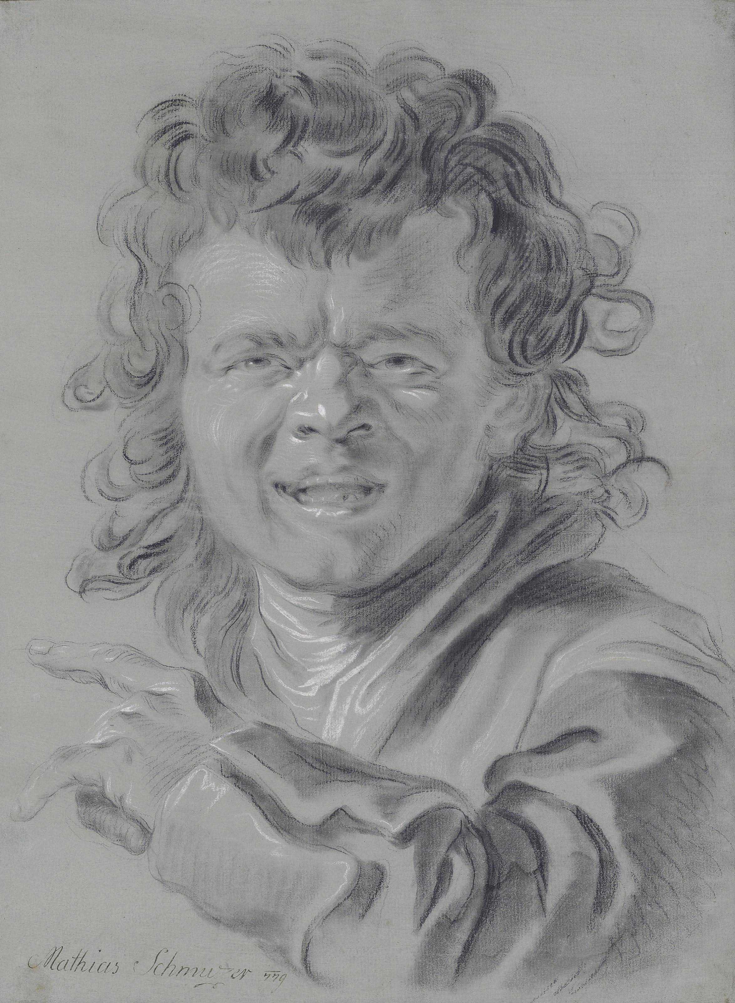 Jakob Mathias Schmutzer - Portrait of a youth exclaiming, gesturing with his left hand