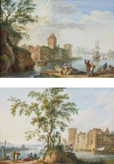 Jakob Philipp Hackert - A Pair Of Coastal Landscapes, Possibly French, With Figures And Boats