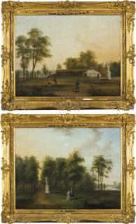 Jakob Philipp Hackert - A View Of The Alten Zelte, Tiergarten, Berlin, With Elegantly-Dressed Figures By The Tent; A View Of The Alten Zelte, Tiergarten, Berlin, With Elegantly-Dressed Figures Promenading, An Avenue Of Trees Beyond