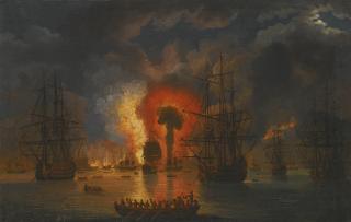 Jakob Philipp Hackert - The Destruction Of The Turkish Fleet In The Battle Of Chesme 6- 7 July 1770