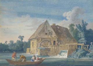 Jakob Philipp Hackert - The water mill at Ivry with fishermen on a boat in the foreground
