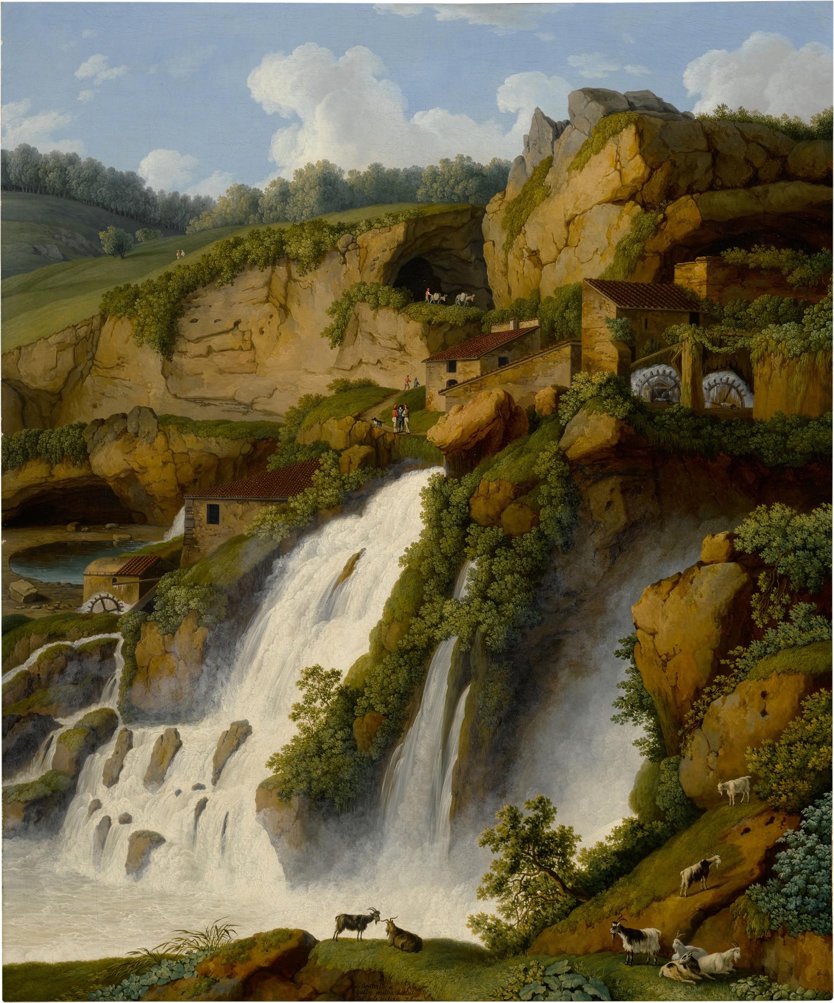 Jakob Philipp Hackert - View Of The Waterfall At Anitrella With Goats Grazing Nearby