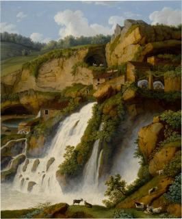 Jakob Philipp Hackert - View Of The Waterfall At Anitrella With Goats Grazing Nearby