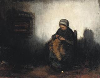 Jakob Smits - Interieur Avec Brodeuse - Interior With Embroiderer