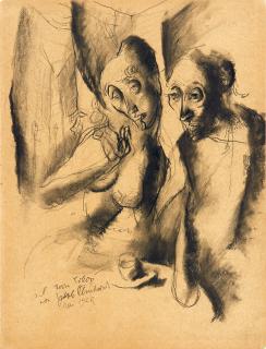 Jakob Steinhardt - Ein Paar am Tisch sitzend.