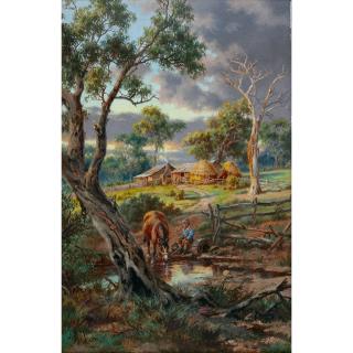 James A. Turner - Ausa Watering The Horse