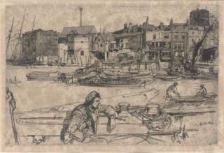 James Abbott McNeill Whistler - Black Lion Wharf, from Sixteen Etchings (Kennedy 42)
