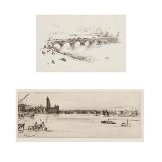 James Abbott McNeill Whistler - Old Westminister Bridge (Kennedy 39, Glasgow 47); Evening, Little Waterloo Bridge (Way 119, Levy 165, Chicago 155)