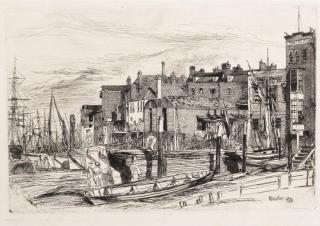James Abbott McNeill Whistler - Thames Police (Wapping Wharf), from A Series of Sixteen Etchings of Scenes on the Thames and Other Subjects (K. 44), 1859