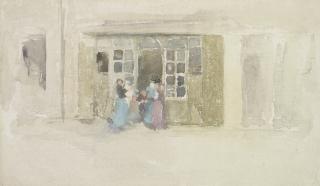 James Abbott Mcneill Whistler - Women And Children Outside A Brittany Shop